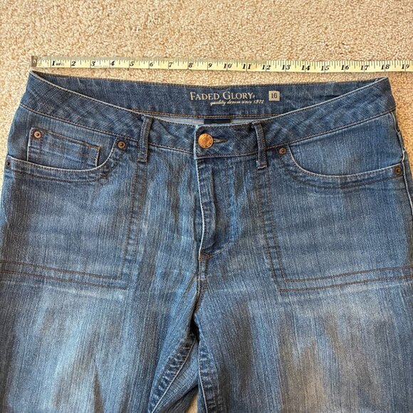 Faded Glory Capri Jeans Faded Cuffed Leg Bottoms - Picture 8 of 10